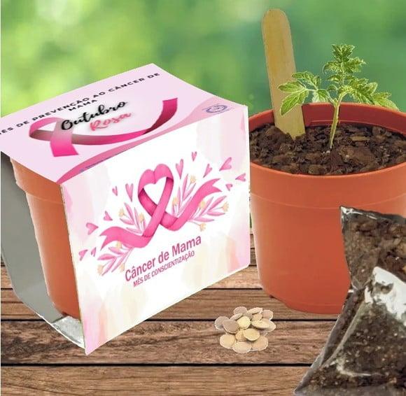 Brinde para Outubro Rosa - Lembrancinha Kit Plantio