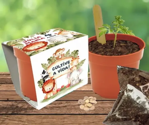 Lembrancinha Safari Baby - 20 Kit Plantio Personalizado