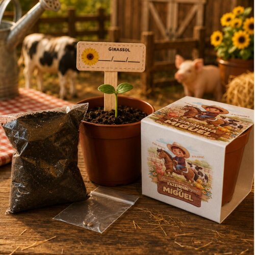 Lembrancinha Fazendinha Cowboy- 20 Kit Plantio Personalizado