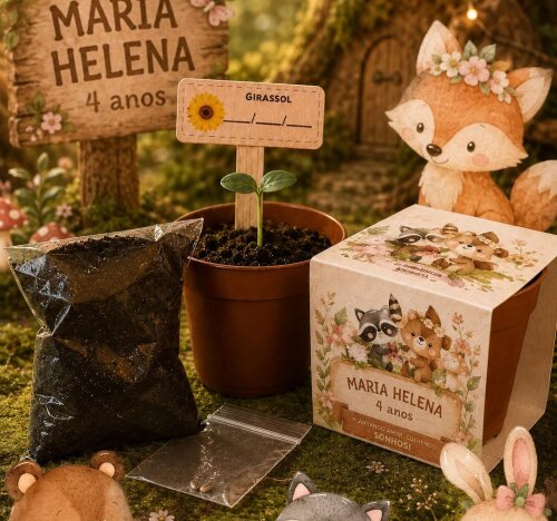 Lembrancinha Safari Baby - 20 Kit Plantio Personalizado