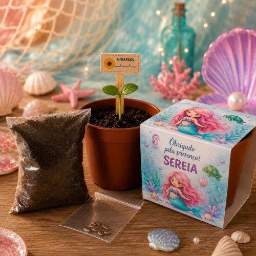Lembrancinha  Sereia -Kit Plantio Personalizado