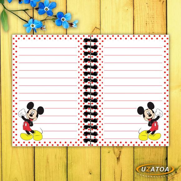 Caderninhos com Capa e Folhas Personalizadas - Mickey