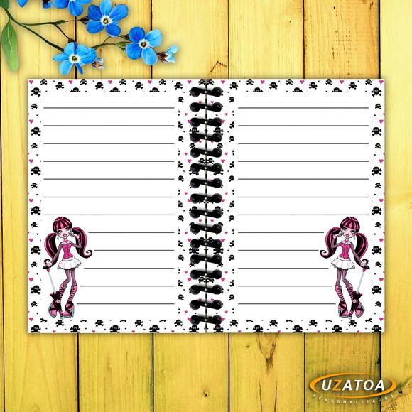 Caderninhos com Capa e Folhas Personalizadas - Monster High