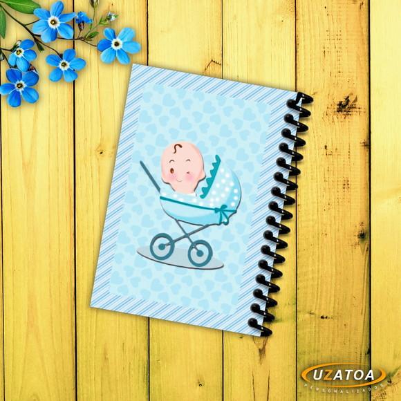 Caderninhos com Capa e Folhas Personalizadas - Chá de Fraldas