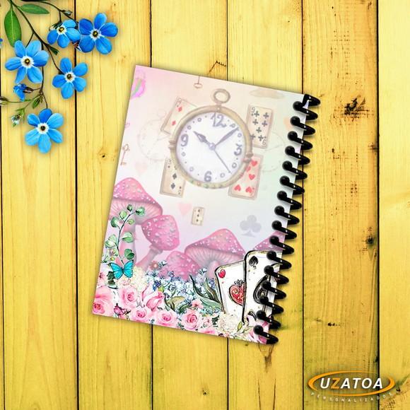 Caderninhos com Capa e Folhas Personalizados - Alice no País das