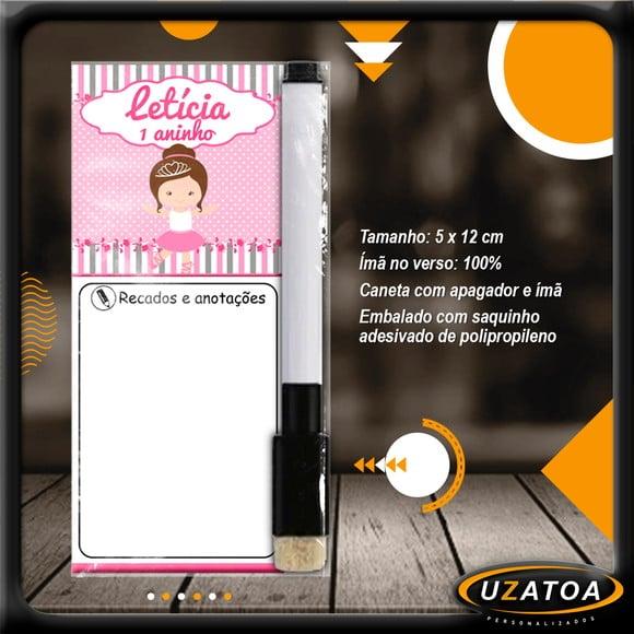 Mini Lousa Personalizada com Caneta e Embalagem - Bailarina