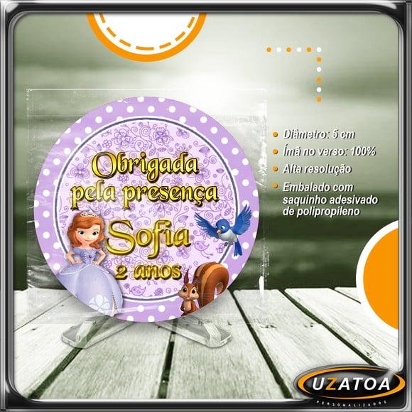 Ímã Redondo Personalizado - Princesa Sofia