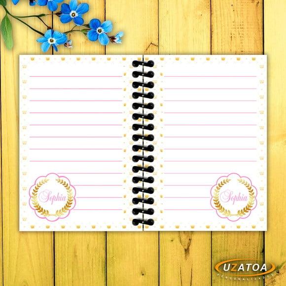 Caderninhos com Capa e Folhas Personalizadas - Realeza