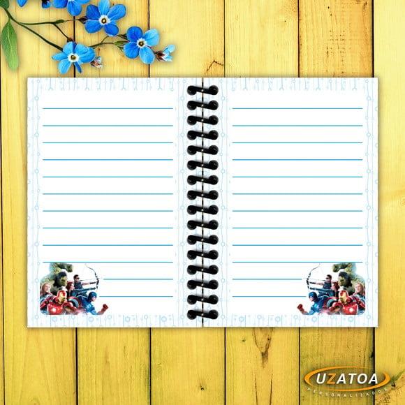 Caderninhos com Capa e Folhas Personalizadas - Vingadores