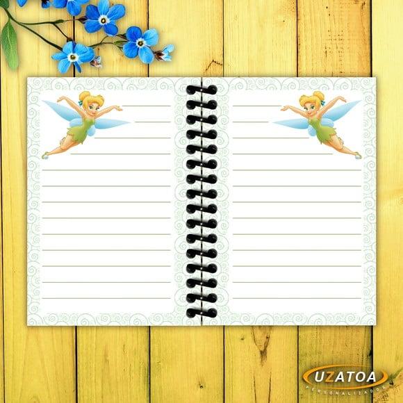 Caderninhos com Capa e Folhas Personalizadas - Sininho