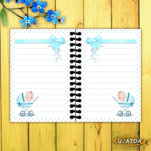 Caderninhos com Capa e Folhas Personalizadas - Chá de Fraldas