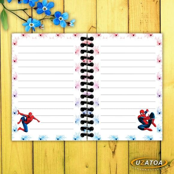 Caderninhos com Capa e Folhas Personalizados - Homem Aranha