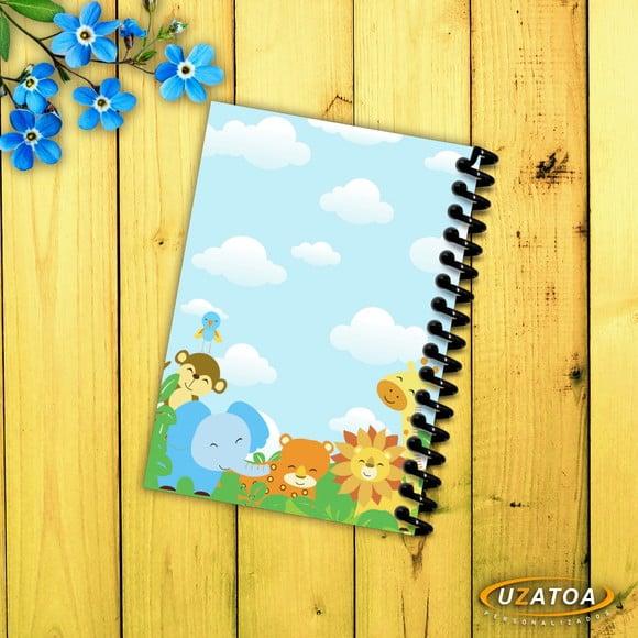Caderninhos com Capa e Folhas Personalizados - Maternidade Safari