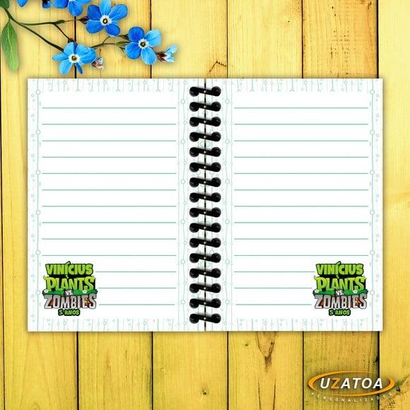 Caderninhos com Capa e Folhas Personalizados - Plants Vs Zombies