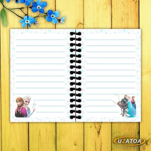 Caderninhos com Capa e Folhas Personalizadas - Frozen