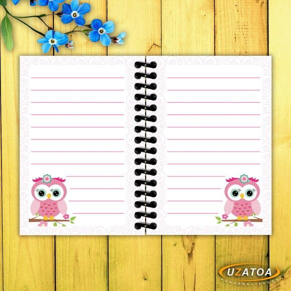 Caderninhos com Capa e Folhas Personalizadas - Corujinha