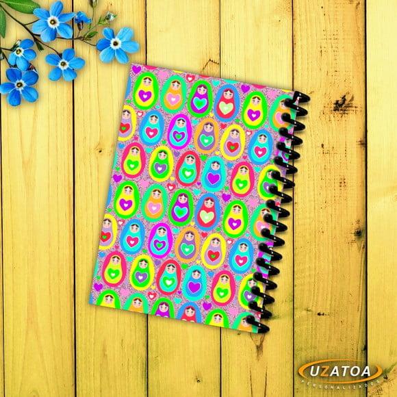 Caderninhos com Capa e Folhas Personalizadas - Matrioska