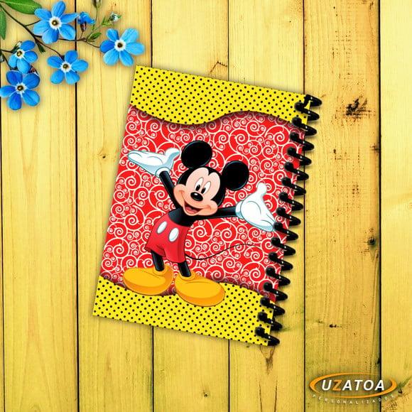 Caderninhos com Capa e Folhas Personalizadas - Mickey