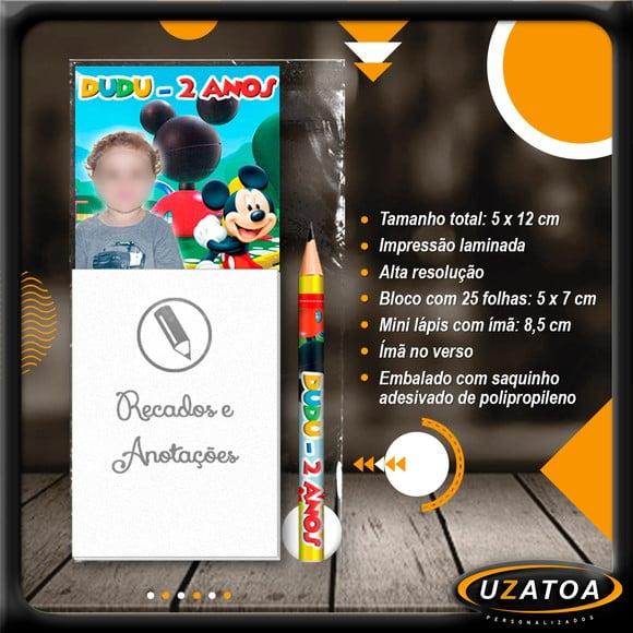 Bloco Personalizado com Ímã e Mini Lápis - Casa do Mickey