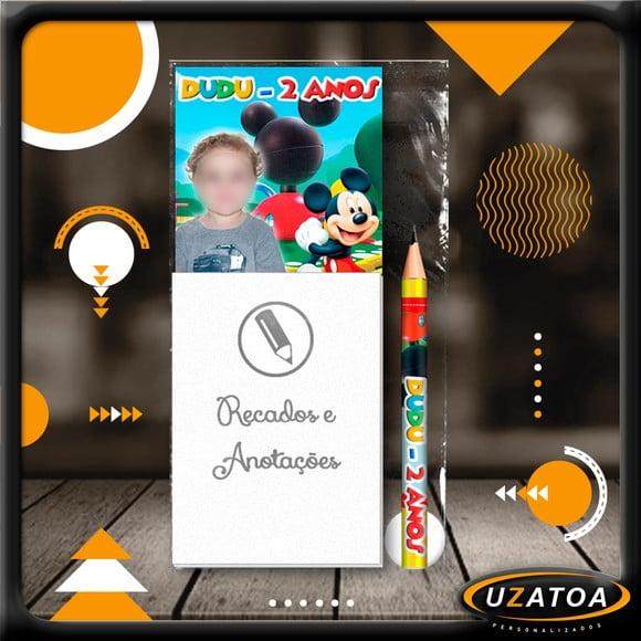 Bloco Personalizado com Ímã e Mini Lápis - Casa do Mickey