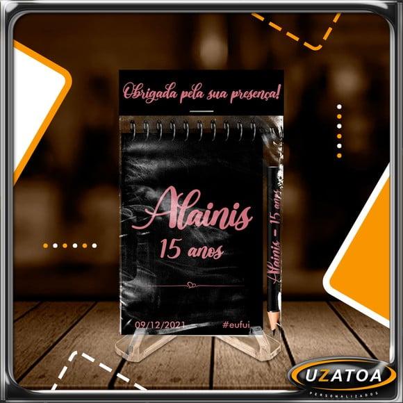 Bloco Personalizado com Lapela e Mini Lápis - 15 Anos
