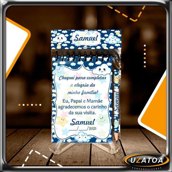 Bloco Personalizado com Lapela e Mini Lápis - Nuvens