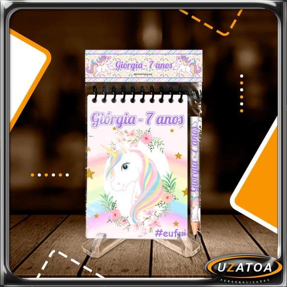 Bloco Personalizado com Lapela e Mini Lápis - Unicórnio