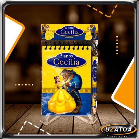 Bloco Personalizado com Lapela e Mini Lápis - A Bela e a Fera