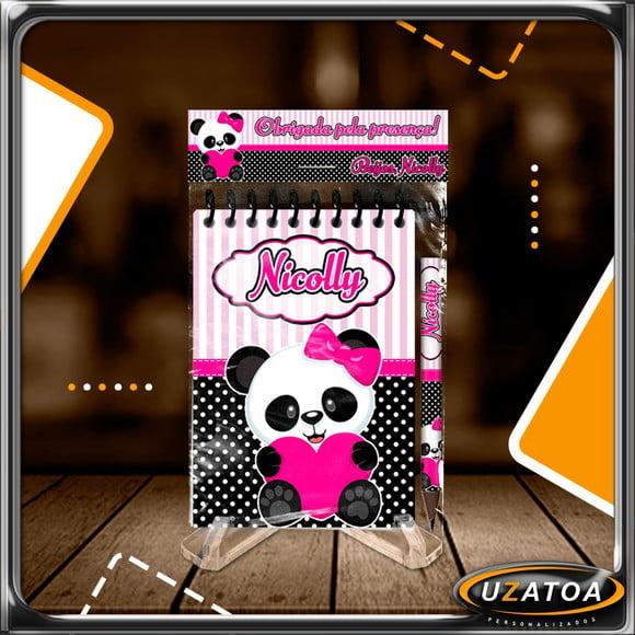 Bloco Personalizado com Lapela e Mini Lápis - Ursa Panda