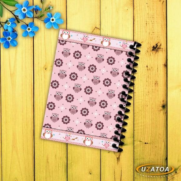 Caderninhos com Capa e Folhas Personalizadas - Corujinha