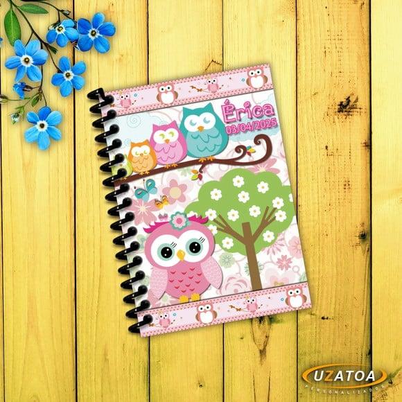 Caderninhos com Capa e Folhas Personalizadas - Corujinha