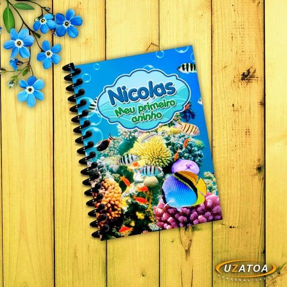 Caderninhos com Capa e Folhas Personalizadas - Fundo do Mar