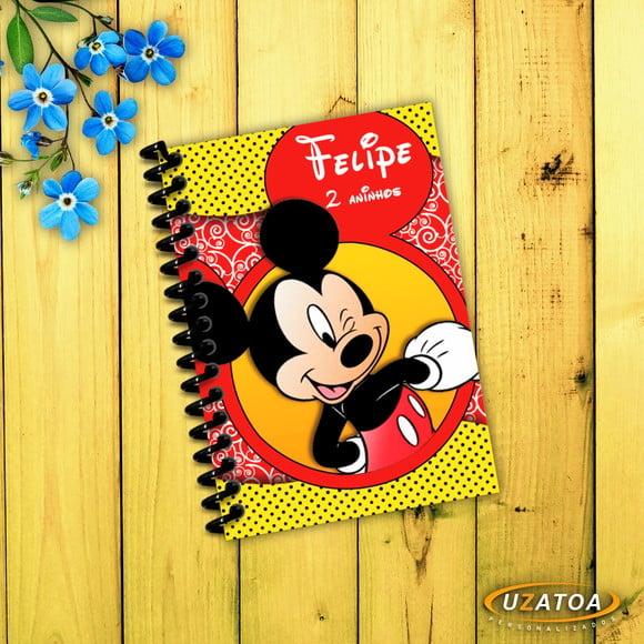 Caderninhos com Capa e Folhas Personalizadas - Mickey