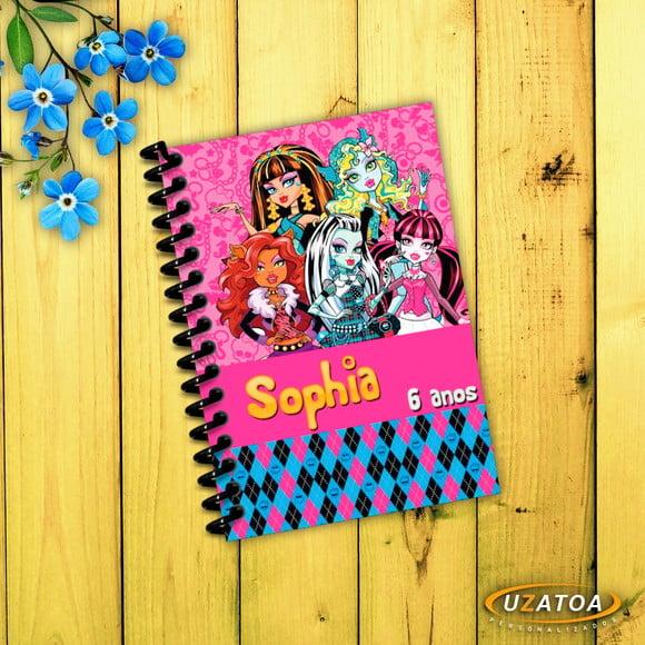 Caderninhos com Capa e Folhas Personalizadas - Monster High
