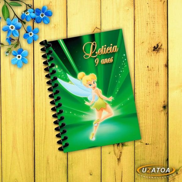 Caderninhos com Capa e Folhas Personalizadas - Sininho