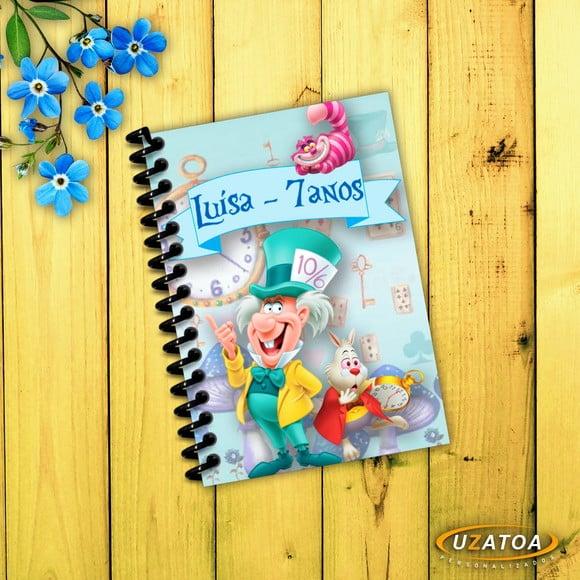 Caderninhos com Capa e Folhas Personalizados - Alice no País das