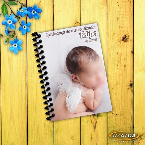 Caderninhos com Capa e Folhas Personalizados - Batizado