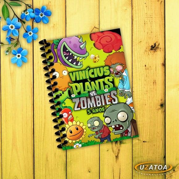 Caderninhos com Capa e Folhas Personalizados - Plants Vs Zombies