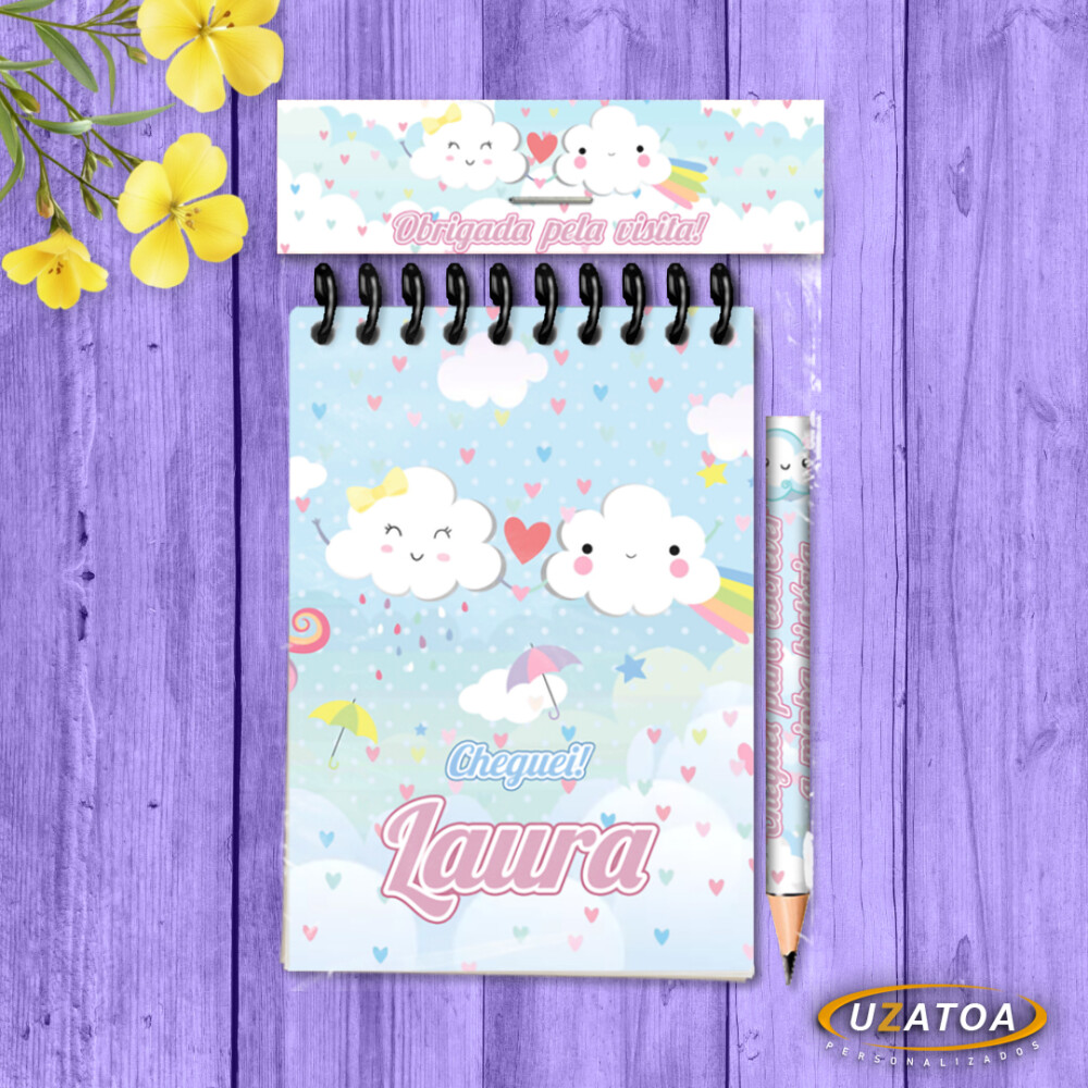 Lembrancinha Chuva De Amor Com Mini Lápis - Bloco Personalizado 