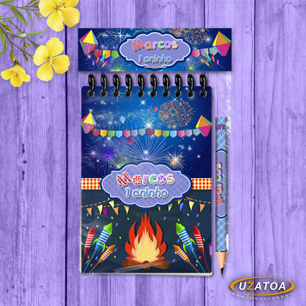 Lembrancinha Festa Junina Com Mini Lápis - Bloco Personalizado S