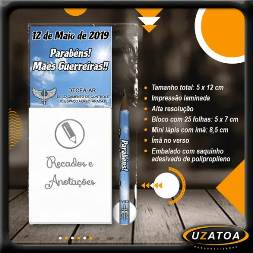Bloco Personalizado com Ímã e Mini Lápis