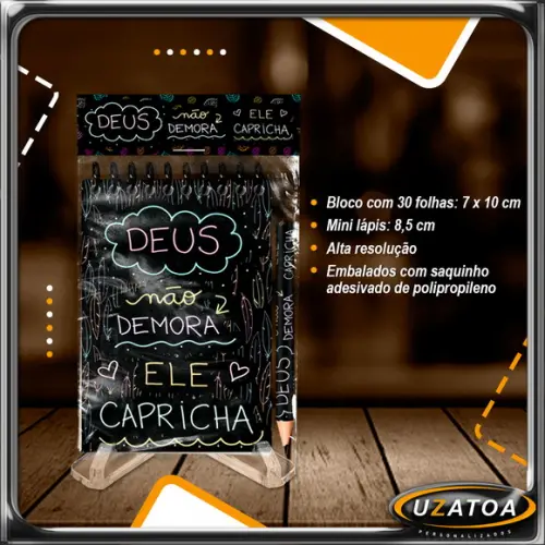 Bloco Personalizado com Lapela e Mini Lápis