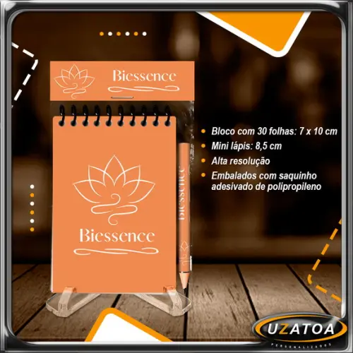 Bloco Personalizado com Lapela e Mini Lápis - Brinde Corporativo