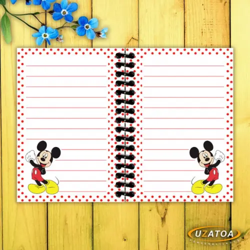 Caderninhos com Capa e Folhas Personalizadas - Mickey