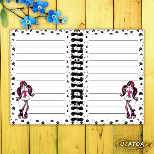 Caderninhos com Capa e Folhas Personalizadas - Monster High
