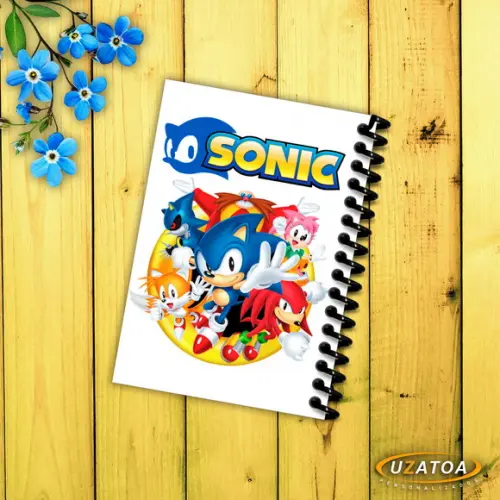 Caderninhos com Capa e Folhas Personalizadas - Sonic