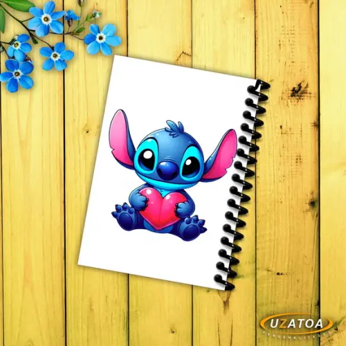Caderninhos com Capa e Folhas Personalizados - Stitch