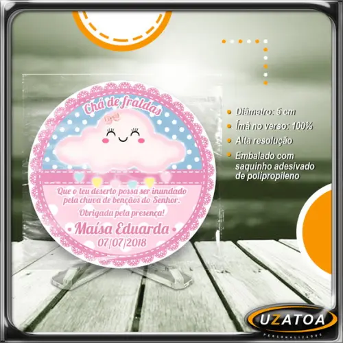 Ímã Redondo Personalizado - Chuva de Bênçãos