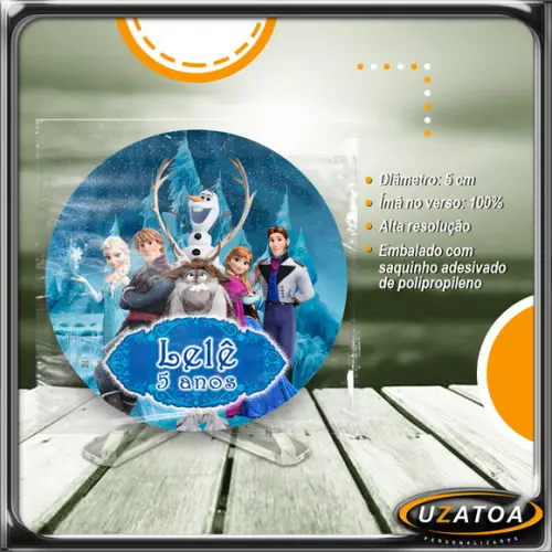 Ímã Redondo Personalizado - Frozen