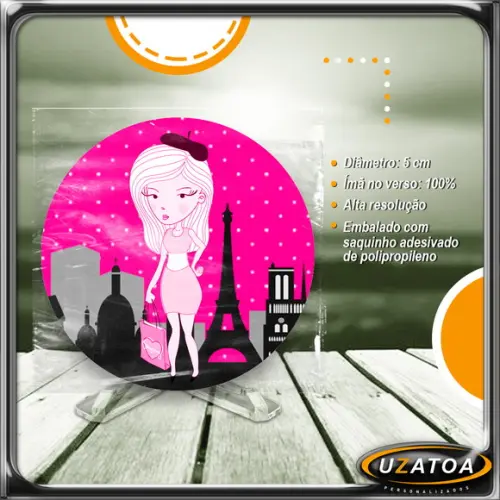 Ímã Redondo Personalizado - Paris